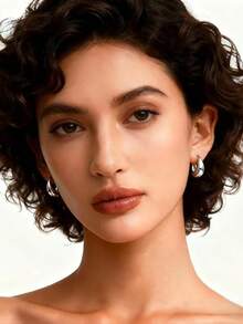 Fashionable Minimalist Delicate Asymmetrical Golden Water Drop Hoop Earrings, Suitable For Women's Daily Wear, Gift, Holiday, Party - Multicolor - View 5