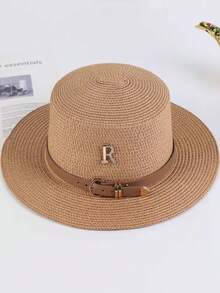 Boho 1pc 女士时尚可爱草帽带皮革扣适合海滩度假、日常使用和防晒牛仔帽情人节 - 草帽 - 查看 13