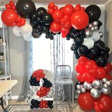 60个红黑乳胶气球套装，适用于万圣节、求婚、情人节、圣诞节、生日派对、性别揭晓派对、婚礼、订婚、周年纪念、母亲节、生日礼物、洗礼装饰、节日装饰、教师节礼物、室内外装饰 - 彩色 - 查看 7