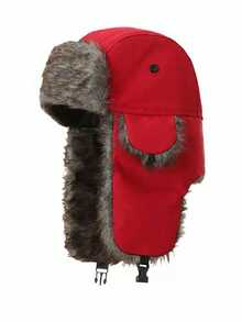 1pc Thick Thermal Lined Black Earflap Beanie Hat, Warm Winter Casual/Outdoor Sports/Skiing Wear - Black - View 18