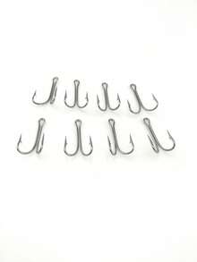 10个蛙形三叉钩，双倒刺爆炸钩，鸡爪钩，大盘钩，路亚钓鱼配件 - 黑色 - 查看 1