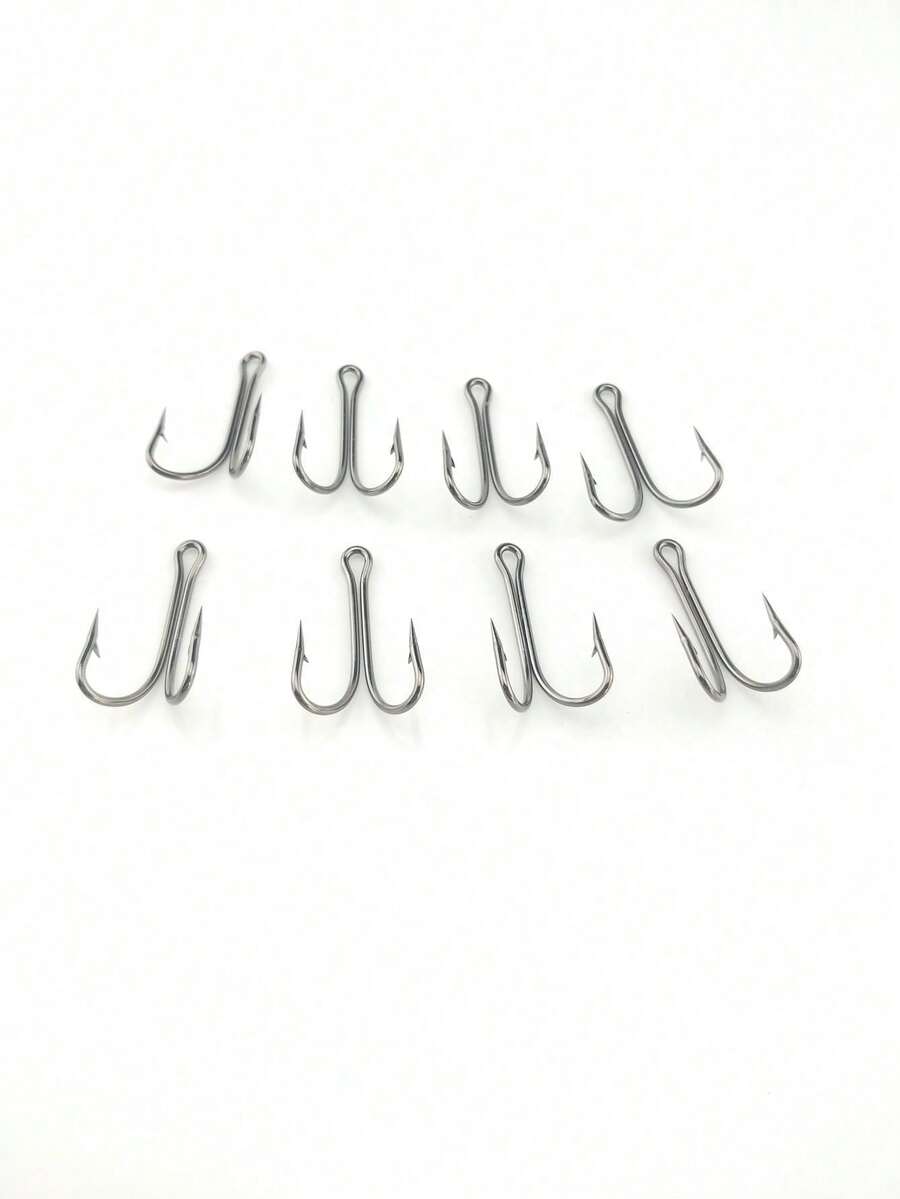 10个蛙形三叉钩，双倒刺爆炸钩，鸡爪钩，大盘钩，路亚钓鱼配件 - 黑色 - 查看 1