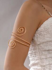 imoli 1件时尚创意几何金属螺旋对称手工缠绕宝石手链，珠宝礼品，适合女性海滩度假 - 25252-bra-G - 查看 4