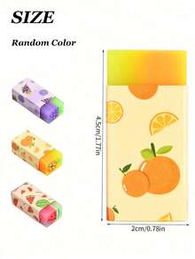 1pc Cute Creative Fruit Shaped Eraser, Novelty Stationery School Supplies, Perfect Student Gift (Random Color) - Multicolor - View 2