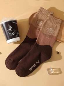 1 Pair Men's Mid-Calf Socks With Asymmetric Dolphin Pattern, Fashionable Creative High-Quality Socks, Moisture-Wicking, Breathable, Suitable For Casual, Sports, Street Style, Daily Wear In Spring/Autumn - Multicolor - View 42