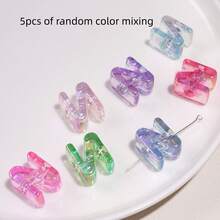 5pcs Acrylic 3D Transparent Colorful Large Hole Jelly Letter Beads, Random Mixed Colors, For Handmade DIY Jewelry Making Necklace Bracelet Earrings Bag Chain Keychain Keyring Clothing Zipper Accessories Pendant - Multicolor - View 26