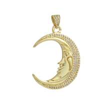 1件铜质时尚个性化嘻哈月亮星星奢华吊坠，DIY手链项链耳环包包配饰，高端手工饰品 - 彩色 - 查看 7