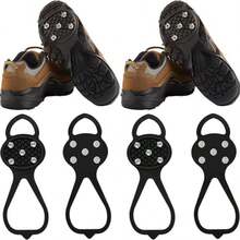 1/2 Pairs Ice Cleats For Shoes And Boots, Universal Non Slip Hiking Spikes, Micro Shoe Spikes For Snow And Ice, Snow Crampons For Winter Hiking Climbing Ice Fishing, 8 Steel Studs Gripper Spike - Multicolor - View 8