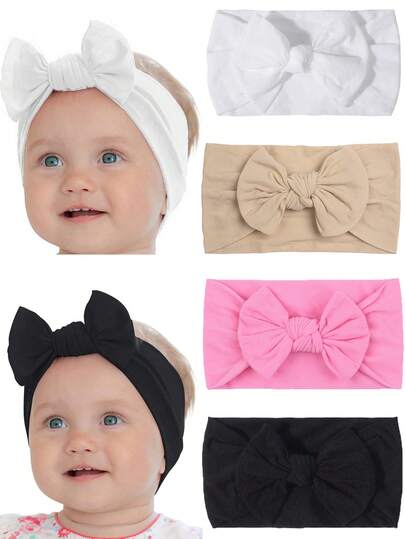 3/4/6Pcs Candy Colored Children Hair Bands With Bow Knot, Wide Band, Perfect For Holiday And Birthday Parties, Ideal Hair Accessories For Girls And Babies. Love Valentine