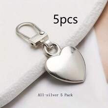 5pcs Heart-Shaped Multi-Functional Metal Detachable Zipper Pulls Replacement Zipper Sliders Repair Kit, For Luggage, Handbags, Backpacks, Jackets - Multicolor - View 10