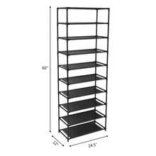 [10-Tier Large-Capacity Slim Shoe Rack]24.5*12*60 Inches Holds 30 Pairs Reinforced Metal Tubes Waterproof Non-Woven Fabric Tool-Free DIY Combination Fits Boots & Heels Ideal For Closet Entryway Dorm Built-In Handle Easy To Move - màu đen - Xem 8