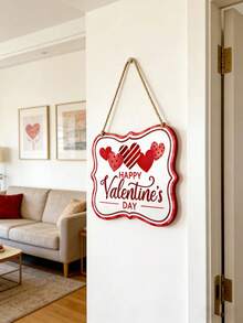 Happy Valentine's Day Heart Wooden Decoration Wreath - Perfect Wall Or Door Hanging, Ideal For Valentine's Day, Anniversaries, And Holiday Parties, A Great Gift Choice - Multicolor - View 2