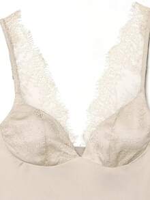 DEEKA Women's Fashionable Sexy Lace Satin Blouse, Spring/Summer - Beige - View 3