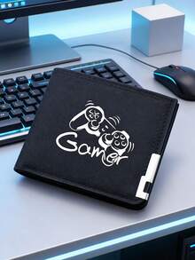 1 Game Controller Pattern Printed Wallet, Niche Design Multi Slot Wallet, Double-Layer Wallet With Credit Card Compartment, Lightweight And Easy To Carry, With Gamer Logo, Perfect Holiday Gift For Friends And Family - one-size - View 2
