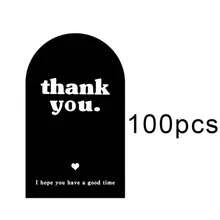 100张/包 简约英文感谢贴纸，粉色飞机图案，带封条，礼品装饰标签贴纸，适用于派对、礼品、纪念品、烘焙包装 - 彩色 - 查看 12