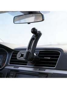 1pc Black Car Phone Holder Base, Dual Clip Four-Claw, Rotatable, Compatible With Any Panel, Suitable For Various Car Air Vent Phone Holders - A - View 4