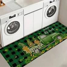 1/2pcs Lucky Four-Leaf Clover St. Patrick's Day Style Linen Rubber Kitchen Mat Set-Popular Carpet, Suitable For Porch, Living Room, Laundry Room And Bathroom-Very Suitable For Home Decoration. - Multicolor - View 14