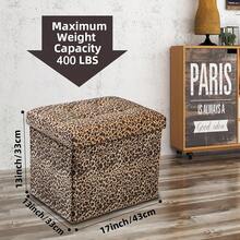 Ottoman Storage Ottoman Footrest Stool Small Ottoman With Storage Foldable Ottoman Foot Rest Footstool Bench For Living Room 17x13x13inches Leopard Print - LeopardPrint - View 4