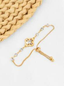 1pc Casual Vintage Floral Romantic French Style Adjustable Drawstring Bracelet - Yellow - View 5