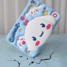 Sanrio Hello Kitty卡通可爱保护套，适用于iPad Mini 1234567/789th/Air/Pro（蓝色），防震、防刮、防摔、防滑、防指纹，带支架，耐刮擦，硅胶材质，是节日礼物佳品，简约时尚，也适用于iPad 7.9、8.3、9.7、10.2、10.5、10.9、11英寸。