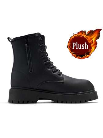 Botas versátiles de caña alta para hombres, zapatos de cuero pequeños, zapatos casuales negros, botas de trabajo versátiles y duraderas de caña baja, nuevos zapatos casuales de moda para otoño/invierno