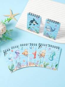 8pcs Mini Ocean Animal Spiral Notebooks, Cartoon Sea Creature Memo Pads, Tear-Off Notepads, Portable Pocket Mini Notebooks, Birthday Party Small Gifts, Ocean Theme Party Favors, Baby Shower Decorations, Gender Reveal Party Supplies, Birthday Gifts, Suitable For Daily Use, Student Gifts, Back To School Prizes, Party Favors, Underwater Party Supplies, Party Giveaways - Marine Animals - View 5