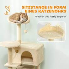 Cat Tree 140 Cm Cat Tower With Hammock, Ladder, Cave, 2 Plush Balls, Sisal Posts, 48 X 48 X 140 Cm, Beige - Ginger - View 4