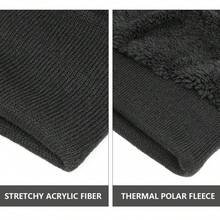 三件套黑色针织帽围脖触屏保暖手套，均码涤纶绒内里防风保暖防寒，休闲运动风，饰有可爱小鹿图案，适合日常骑行、滑雪等户外冬季活动。 - 黑色 - 查看 5