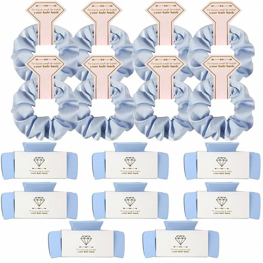 Bridesmaid Scrunchies Proposal Gifts 41 Inch Square Set Of 8 Bachelorette Hair Claw Clips Ideas Bridal Shower Wedding Party Favors (24pcs Dusty Blue)Valentine's Day JOW5 - 16件裝 灰藍色 - 查看 1