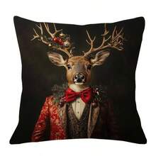 1pc 17.72x17.72inch Ultra Soft Plush Pillow Cover | Elegant Animal Pattern, Zipper Closure, Machine Washable (Pillow Insert Not Included) - Multicolor - View 6