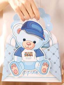 1个小熊主题派对礼品袋，婴儿派对糖果袋，适合小熊主题生日派对、婴儿派对装饰，儿童最爱（蓝色、粉色），婴儿派对、生日礼物 - 彩色 - 查看 9