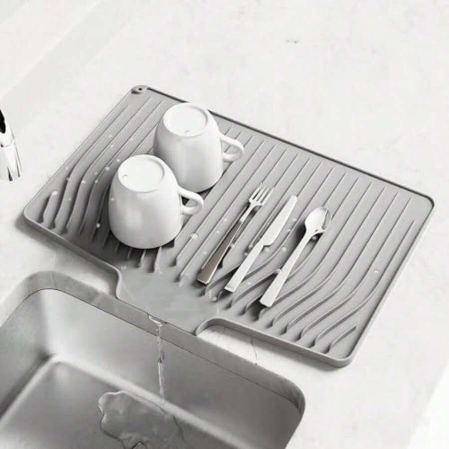 CYPNIYYI Tapete Secaplatos Tapete Secaplatos de Silicona para Cocina - Alfombrilla Antideslizante - Base para Secar Trastes y Proteger Encimeras Gris 30*37CMFashion - 219619413 - Ver 1