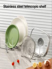 Adjustable Multifunctional Stainless Steel Bowl & Dish Rack, Draining Rack, Pot Lid Rack For Kitchen - Multicolor - View 9