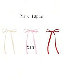 10pcs Elegant Red Fabric Bow Cake Toppers, Suitable For Wedding, Birthday, Bridal Shower, Graduation - Craft, Party Favor, Gift Wrapping, Cake Decorations, Holiday Cake Decor, Decorative Bows - Multicolor - View 12