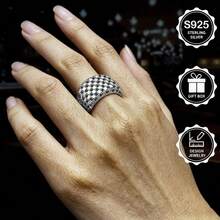 Anel de Prata 925 com Céu Estrelado Incrustado de Zircônia Preta para Mulheres - Prata - Visão 2