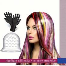 Reusable Silicone Highlighting Cap, Dyeing Cap, Snap Dyeing Hairdressing Cloth, Highlighting Cap With Gloves For Hair Salons