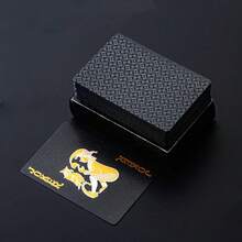 1 Paquete de Cartas de Juego a Cuadros Negras de PVC - Cartas de Póker de Plástico de Alta Calidad - Negro - Ver 2