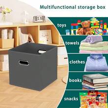 Foldable Cube Storage Bins, Fabric Storage Box Cubes Organizer Baskets With Dual Handles For Home Organizer,Nursery,Shelves,Closet,Set Of 10,(Grey) - Grey - View 4