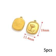 1/5pcs Stainless Steel Gold-Plated Rose Flower Pendants Earrings Charms For DIY Necklace Parts Craft Jewelry Making Supplies Bulk - Multicolor - View 9