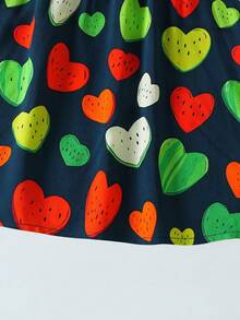 Baby Girls' Summer New Heart Pattern Cap Sleeve Cute Princess Dress - Navy Blue - View 5