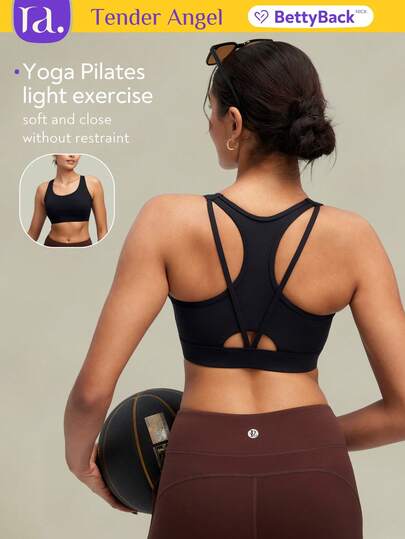  Tender Angel Yoga Camisole Sports Bra, Supportive Racerback Design, Comfortable Solid Color Yoga Top Suitable For Gym, Running, Pilates And Everyday Wear