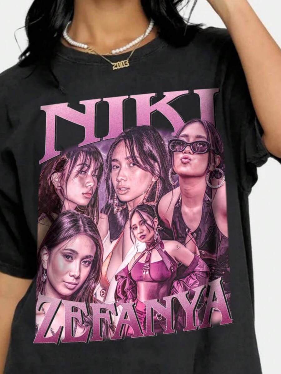 Limited Niki Zefanya Music Unisex T-shirt, Niki Zefanya Retro Bootleg Tee, Niki Zefanya Y2 - Negro - Ver 1