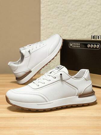 Men's Casual Sports Shoes, New Spring Elastic Band Leather Casual Shoes, Fashion Versatile Comfortable Lightweight Daily Commute Men's Sports Shoes, Low-Top Comfortable Lining Simple Solid Color Commuter Shoes