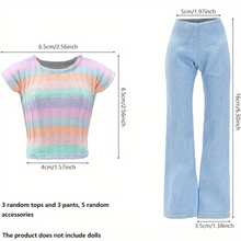 11pcs/Set, 11.5 Inch Doll Clothes & Accessories, Including 3 Random Tops, 3 Pants, 5 Accessories, Great Christmas Gift, Party Favor Pack, Children's Birthday Present, Doll Not Included - Multicolor - View 3