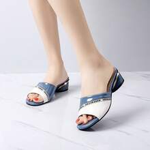Sandalias de tacón grueso con pedrería para comercio exterior, elegantes sandalias de mujer, nueva moda de verano 2025, sandalias de tacón cuadrado para exteriores - Azul - Ver 3