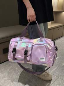 1件装全新大容量旅行包，短途旅行行李包，健身包，运动风彩色街头时尚休闲女包，孕妇住院包，度假包，防水休闲包，带独立鞋仓的随身行李包，过夜包，旅行收纳包，邮轮必备，度假必备，男女旅行必备，假日必备，旅行必备 - 紫色 - 查看 6