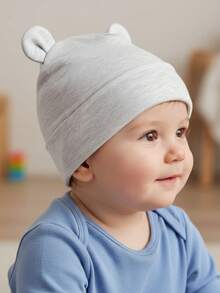 1pc Cute Bear Ear Baby Beanie Hat, Solid Color Double Layer Soft Infant Brimless Cap, Suitable For Spring, Summer, Autumn, 4-15 Months Newborn Baby Boys And Girls Head Protection - Multicolor - View 13