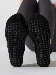 5 pares de calcetines multicolor para mujer, de unicolor, de tela de punto transpirable, con suela antideslizante, estilo INS, adecuados para deportes, yoga, baile, pilates de interior, fitness en el piso, regalo, otoño - Multicolor - Ver 1