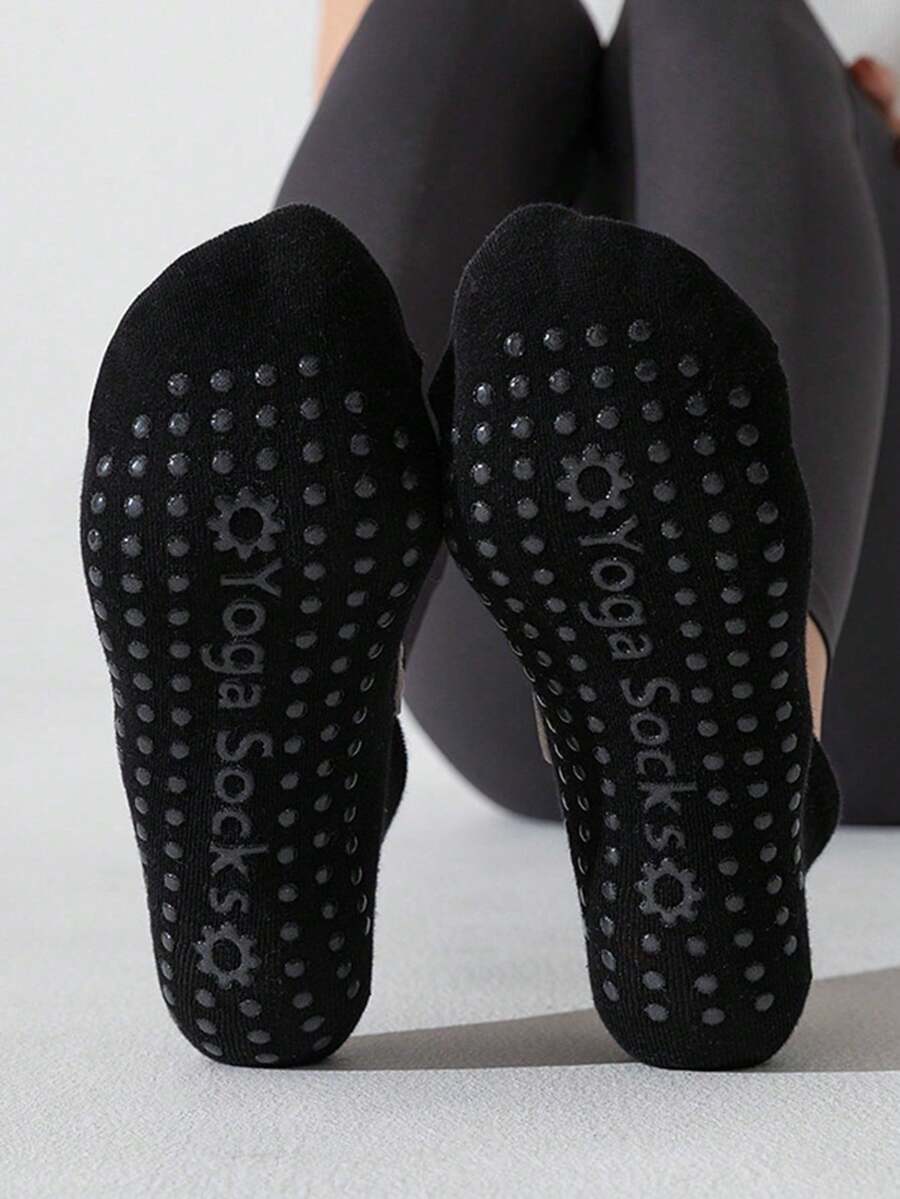 5 pares de calcetines multicolor para mujer, de unicolor, de tela de punto transpirable, con suela antideslizante, estilo INS, adecuados para deportes, yoga, baile, pilates de interior, fitness en el piso, regalo, otoño - Multicolor - Ver 1