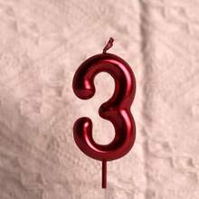 6cm High Red Numeral Birthday Candle, Suitable For Holiday Celebrations, Cake Baking Decor, Adult Ceremonies, Birthday Anniversaries And Other Festival Events - Red - View 5